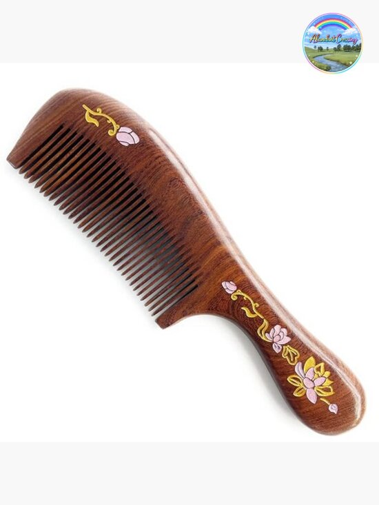Handmade Sandalwood Fine Tooth Comb, Anti-Static Detangling Hair Comb for main image 4